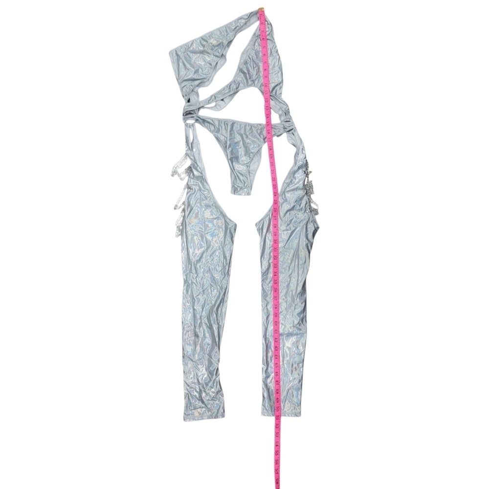 Silver Metallic Rave Jumpsuit - Picture 9 of 14